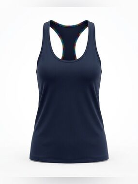 Lululemon Cool Racerback Rainbow Trimmed Dark Grey Tank Reversible Athletic Top